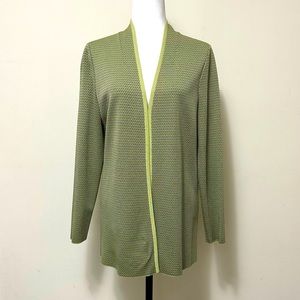 pleinair NEW Lime Green w Black Knitted Design Open Front Cape Cloak Wrap XS-Med